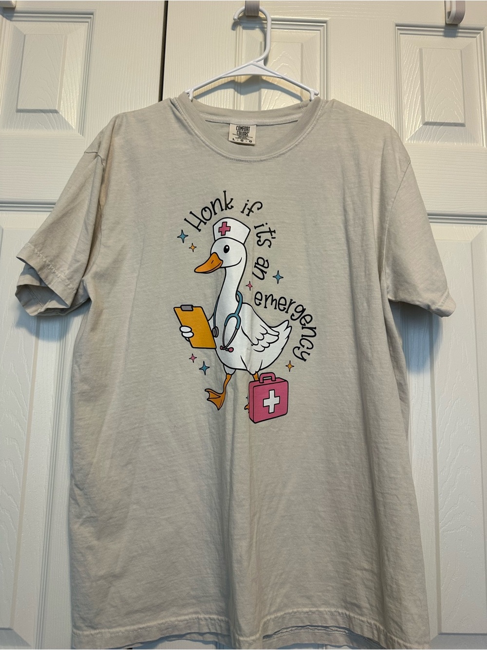 Comfort Colors Cream Graphic T‑Shirt with Black Print